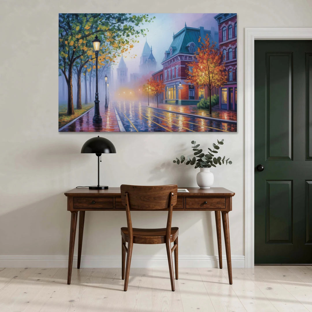 Quebec City Foggy Morning - Canvas Wall Art - Office - 60x40
