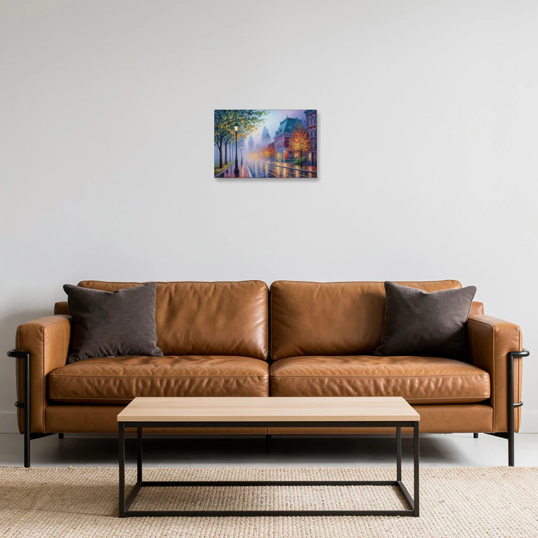 Quebec City Foggy Morning - Canvas Wall Art - Sofa - 18x12