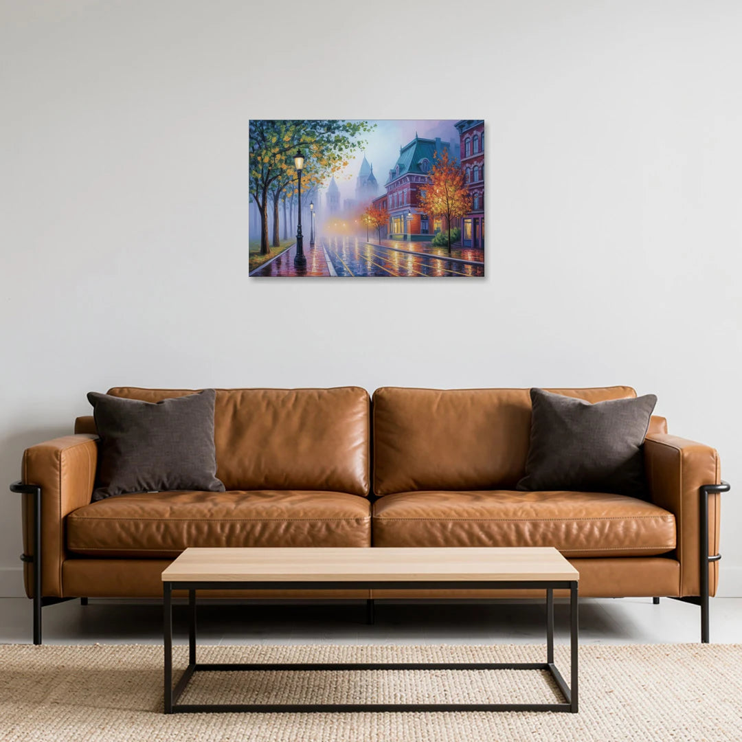 Quebec City Foggy Morning - Canvas Wall Art - Sofa - 30x20