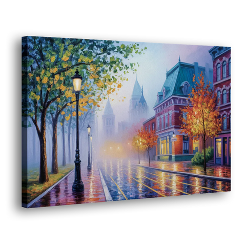 Quebec City Foggy Morning - Canvas Wall Art