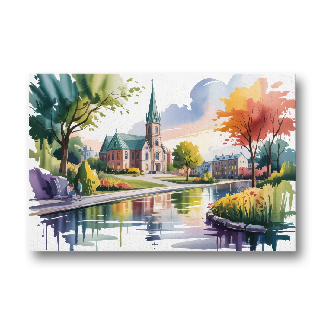 Quebec City Historic Churches - Canvas Wall Art - Front