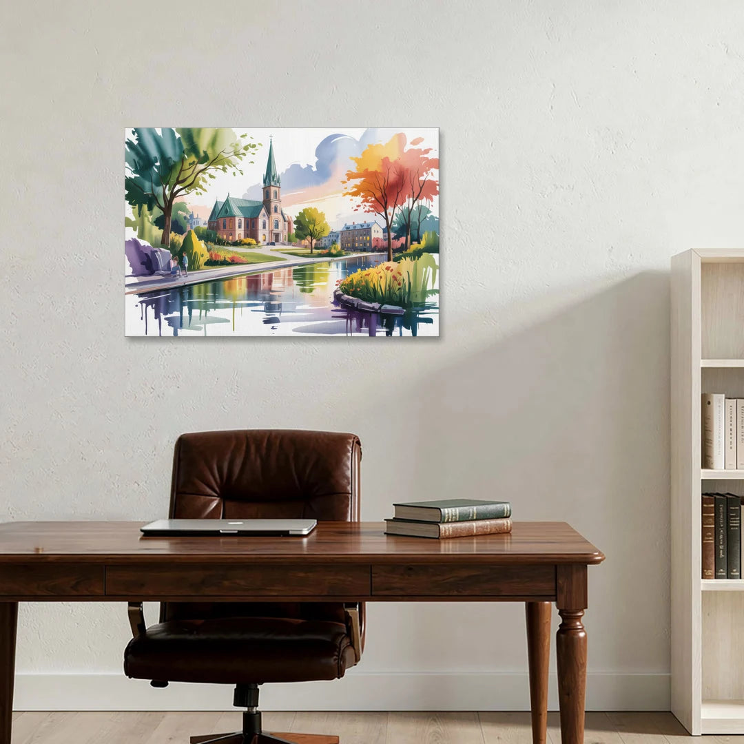 Quebec City Historic Churches - Canvas Wall Art - Office - 36x24