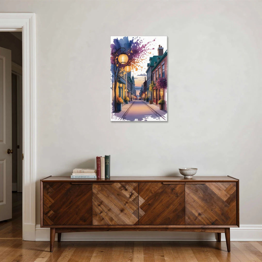 Quebec City Lantern Glow - Canvas Wall Art - Coffee Table - 24x36