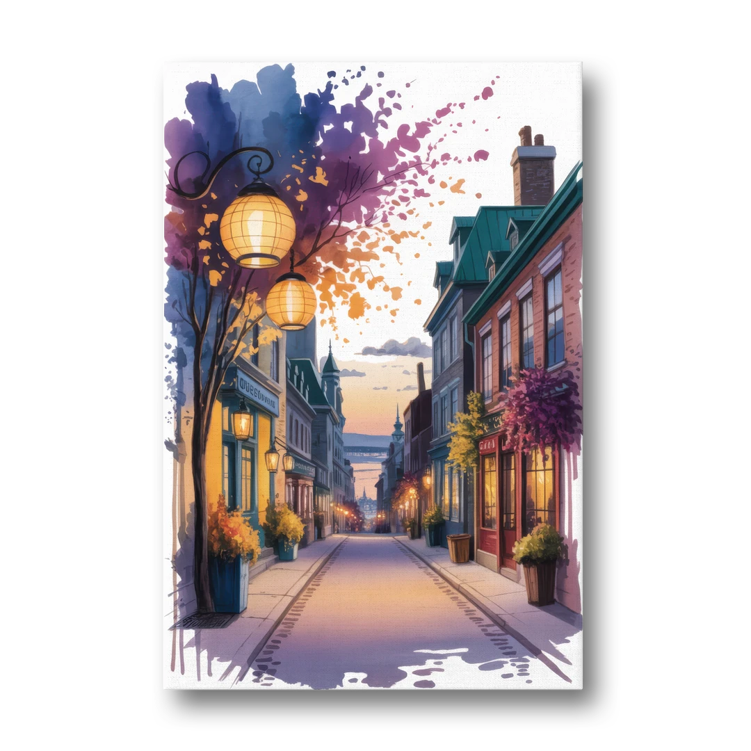 Quebec City Lantern Glow - Canvas Wall Art - Front