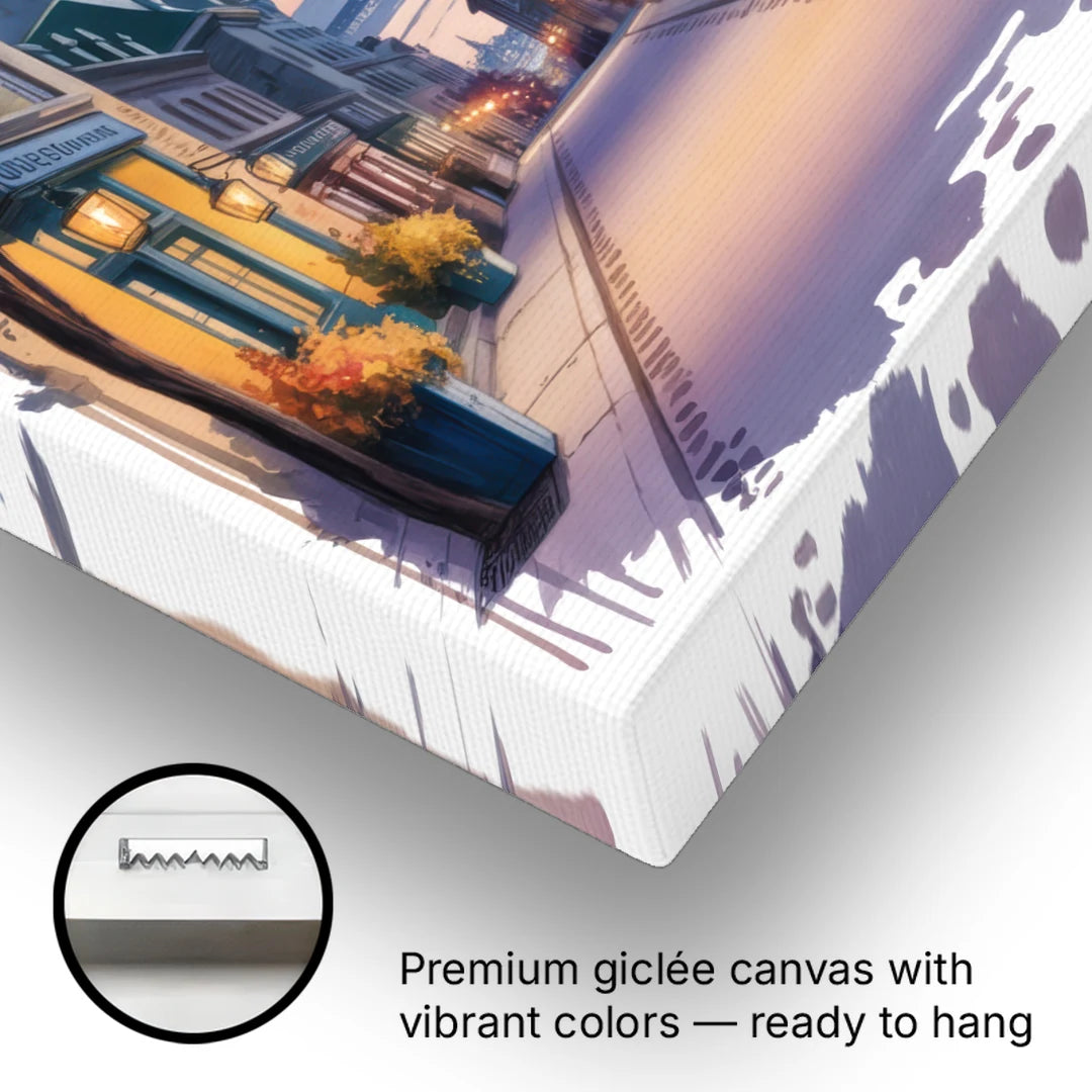 Quebec City Lantern Glow - Canvas Wall Art - Gallery Wrap Corner