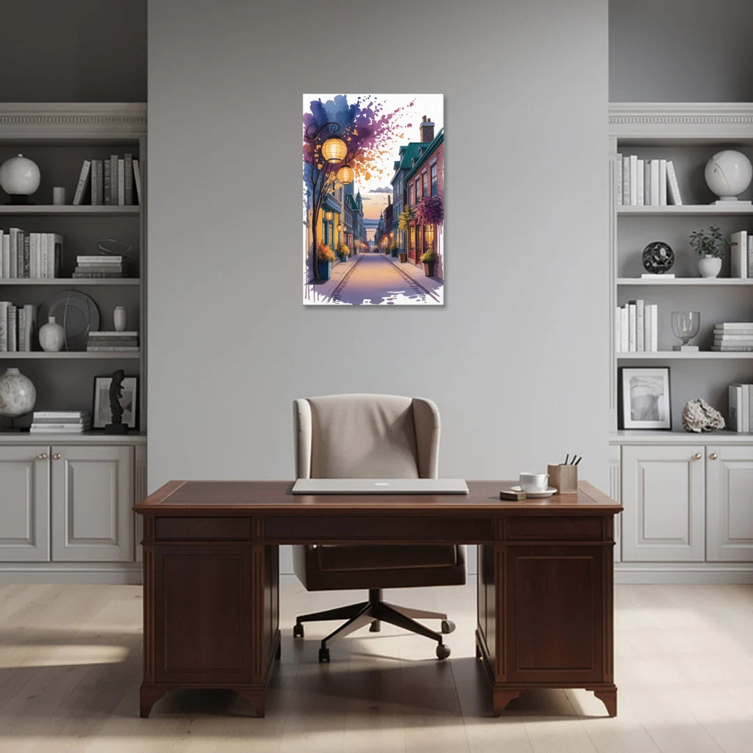 Quebec City Lantern Glow - Canvas Wall Art - Office - 24x36