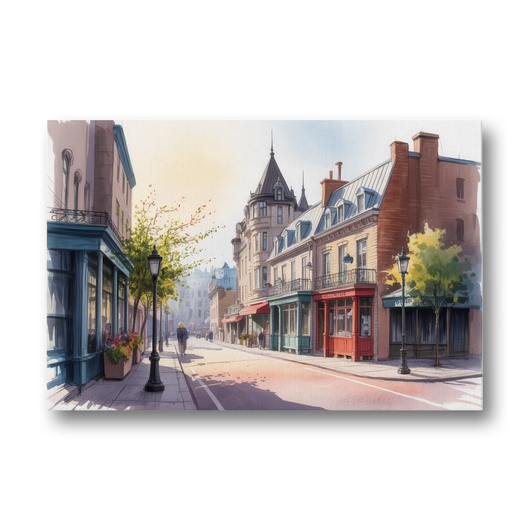 Quebec City Old Streets - Canvas Wall Art - Front