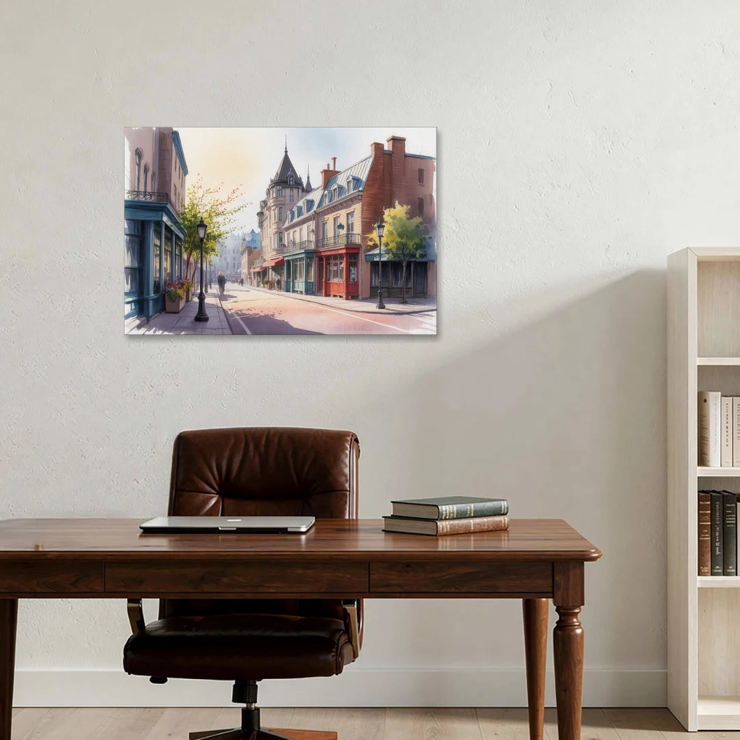 Quebec City Old Streets - Canvas Wall Art - Office - 36x24