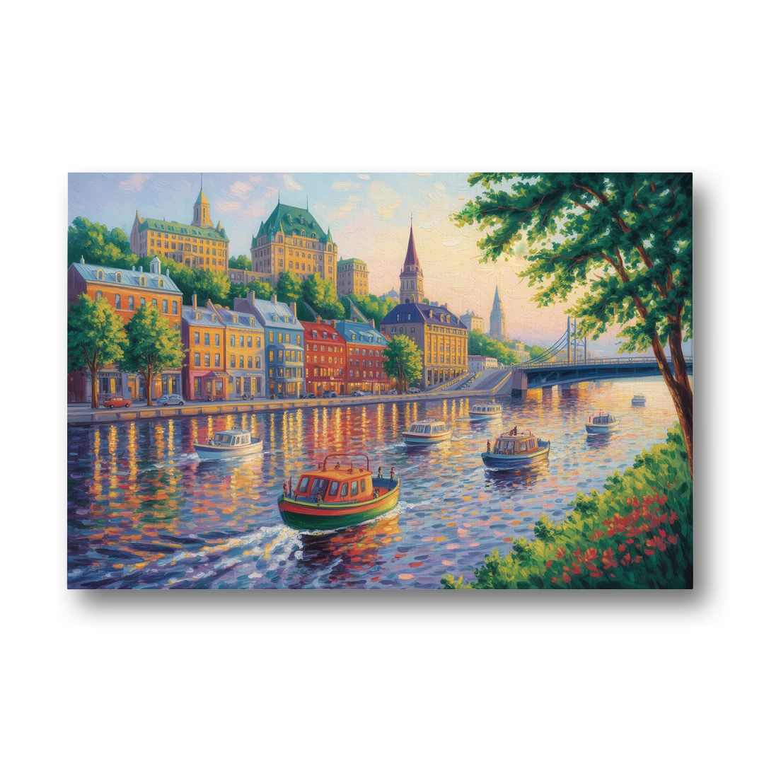 Quebec City Riverfront - Canvas Wall Art - Front
