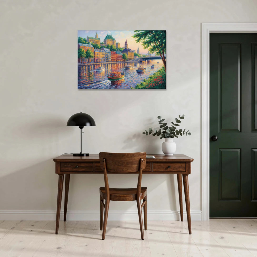 Quebec City Riverfront - Canvas Wall Art - Office - 36x24
