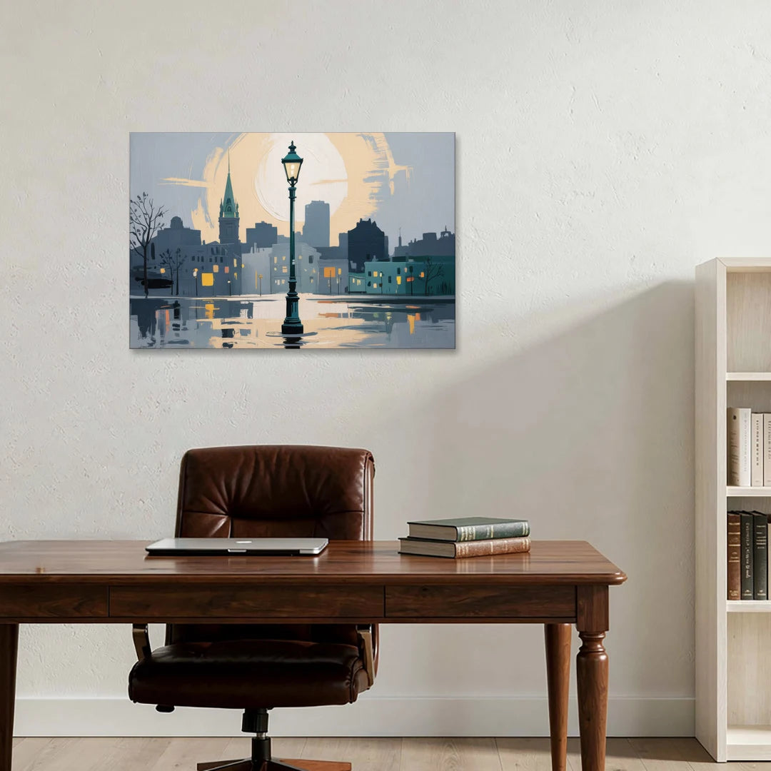 Quebec City Street Lamps - Canvas Wall Art - Office - 36x24