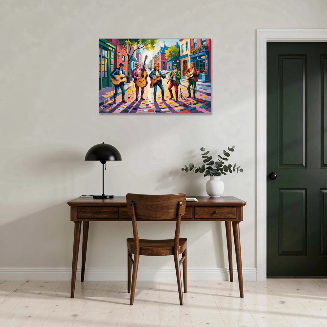 Quebec City Street Musicians - Canvas Wall Art - Office - 36x24