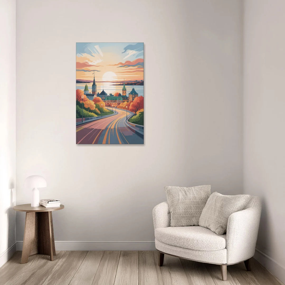 Quebec City Sunrise - Canvas Wall Art - Sofa - 24x36
