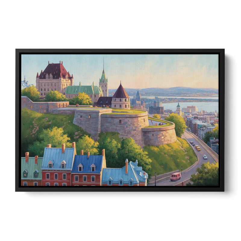 Quebec Fortress Walls Front - Black Canvas Wall Art