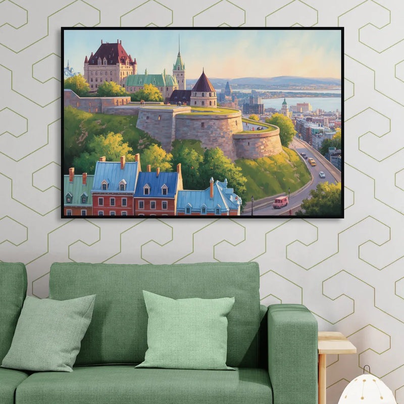 Quebec Fortress Walls Sitting Room - Black Canvas Wall Art