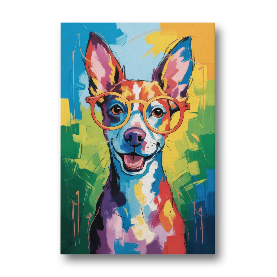 Quirky Dog with Glasses - Canvas Wall Art - Front
