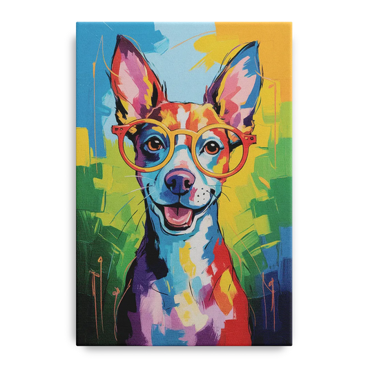 Quirky Dog with Glasses - Canvas Wall Art