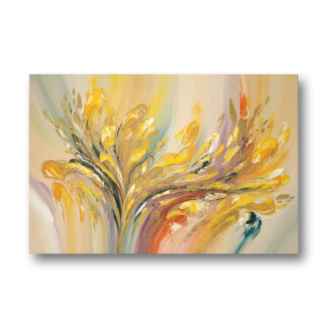 Radiant Flowing Forms Yellow Abstract - Canvas Wall Art - Front