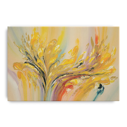 Radiant Flowing Forms Yellow Abstract - Canvas Wall Art
