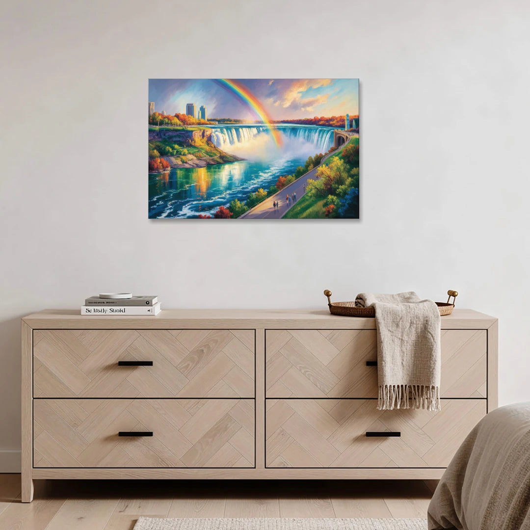 Rainbow Over Niagara Falls - Canvas Wall Art - Coffee Table - 36x24