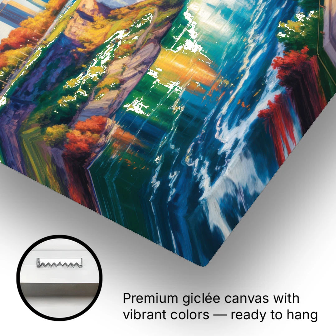 Rainbow Over Niagara Falls - Canvas Wall Art - Gallery Wrap Corner