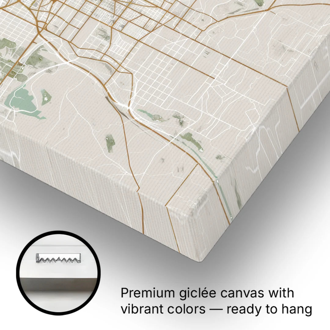 Raleigh City Map Design - Canvas Wall Art - Gallery Wrap Corner