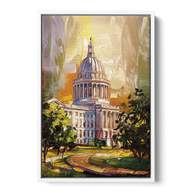 Raleigh Historic Landmarks Front - White Canvas Wall Art