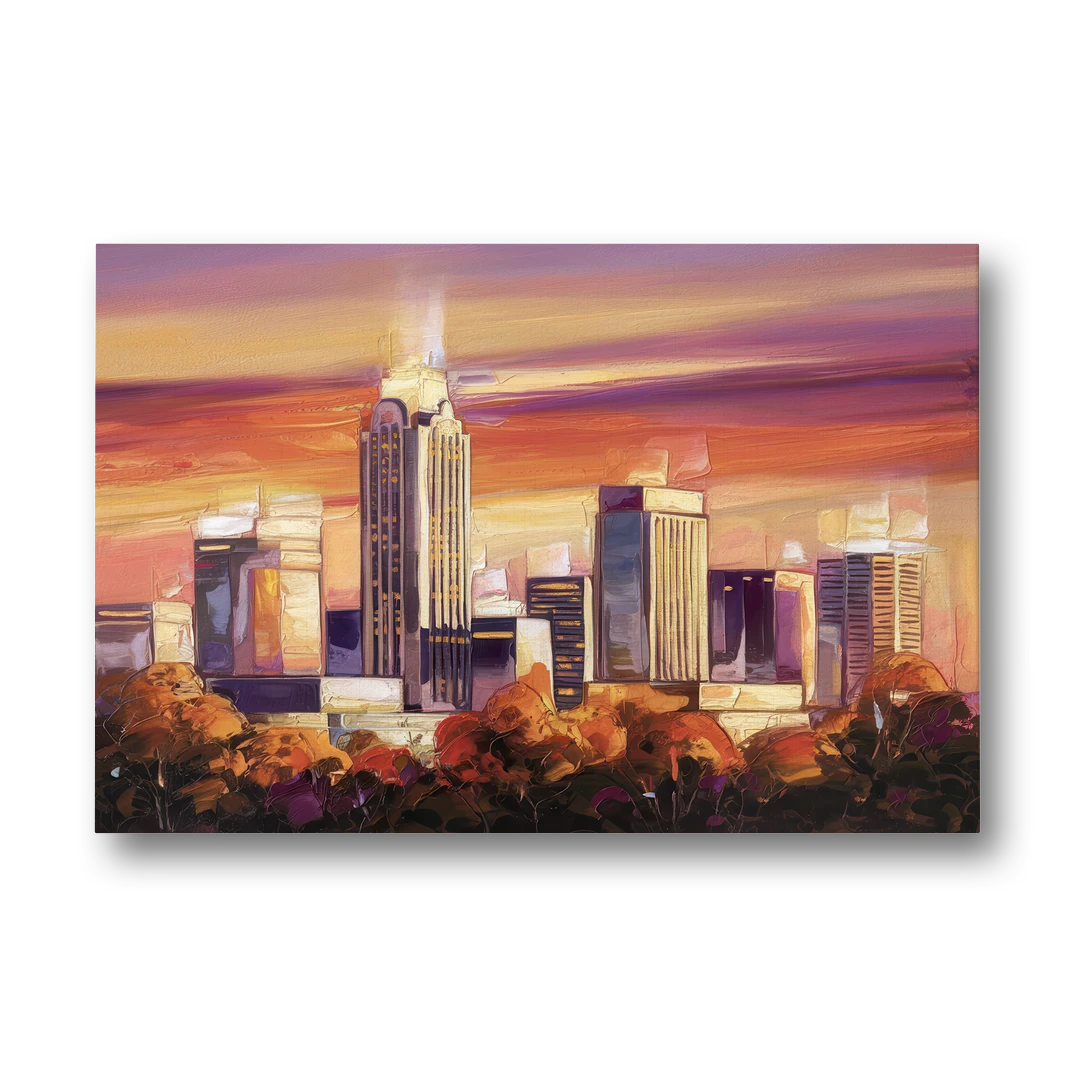 Raleigh Skyline Sunset - Canvas Wall Art - Front