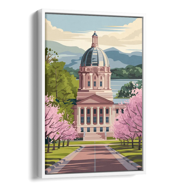 Raleigh State Capitol Side - White Canvas Wall Art