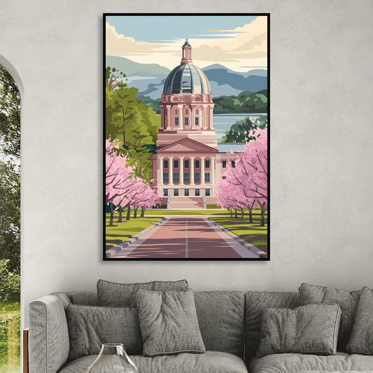 Raleigh State Capitol Living Room - Black Canvas Wall Art