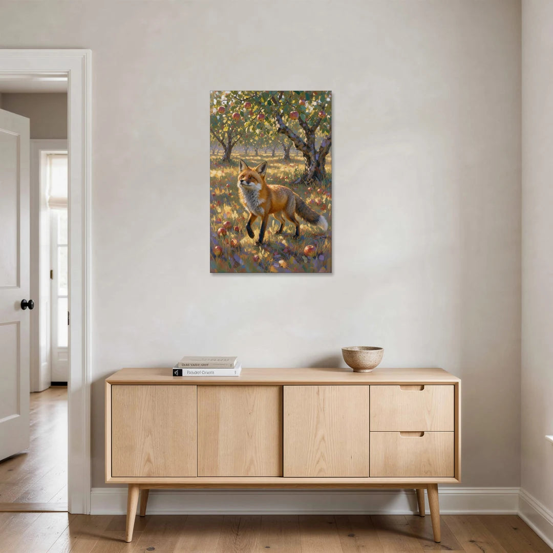 Red Fox Painting in the Apple Orchard - Canvas Wall Art - Coffee Table - 24x36