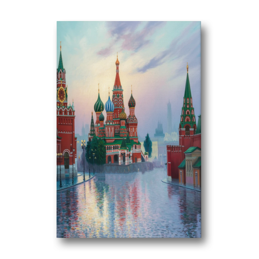 Red Square Reflections - Canvas Wall Art - Front