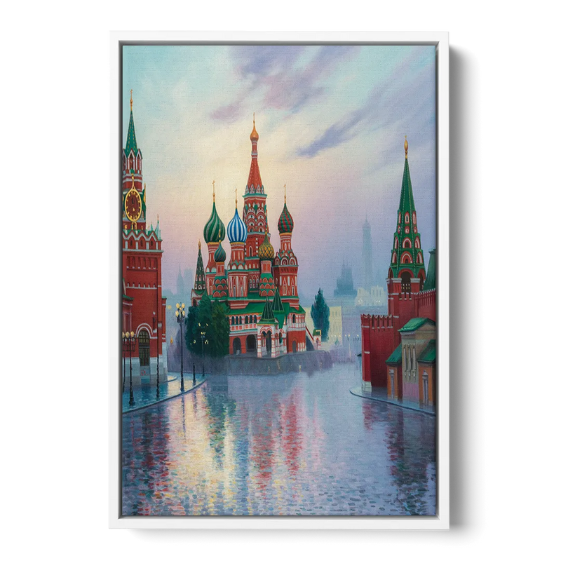 Red Square Reflections Front - White Canvas Wall Art