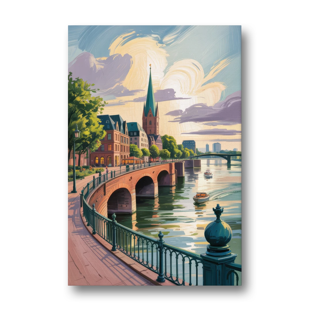 Rhine Promenade - Canvas Wall Art - Front