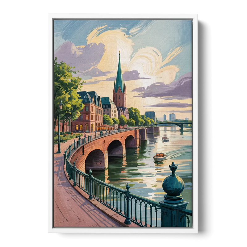 Rhine Promenade Front - White Canvas Wall Art
