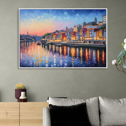 Ribeira Reflections Living Room - White Canvas Wall Art