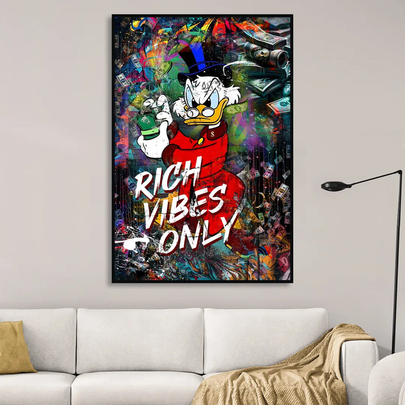 Rich Vibes Only Sitting Room - Black Canvas Wall Art