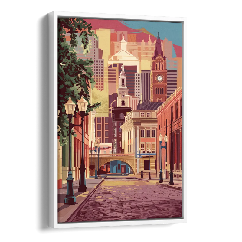 Richmond Historic District Side - White Canvas Wall Art