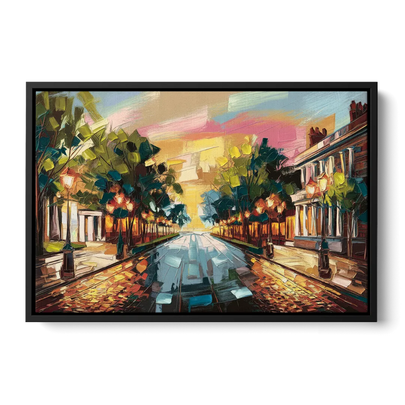 Richmond Monument Avenue Front - Black Canvas Wall Art