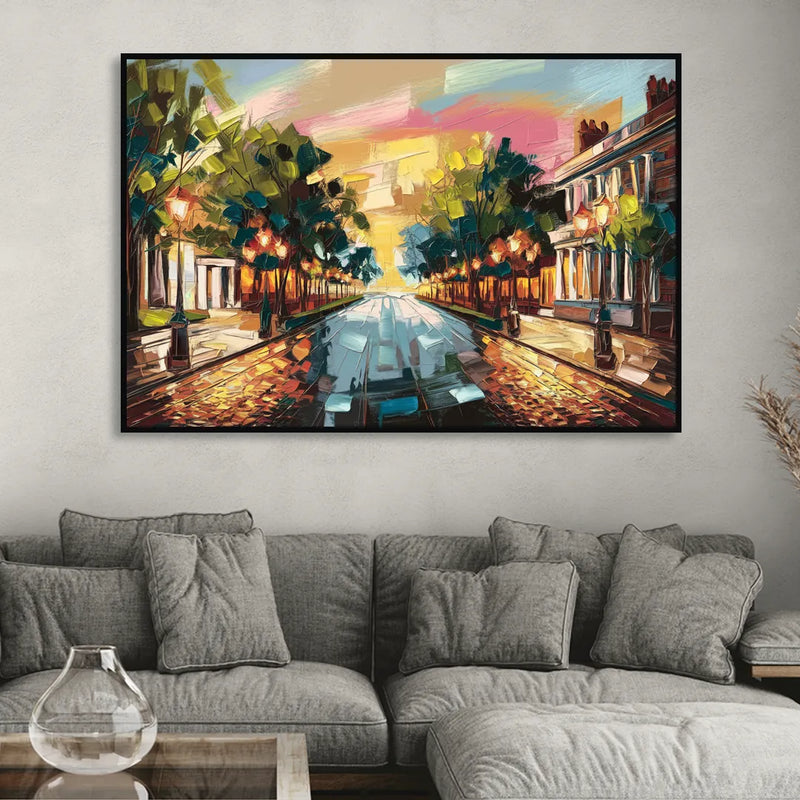 Richmond Monument Avenue Sitting Room - Black Canvas Wall Art