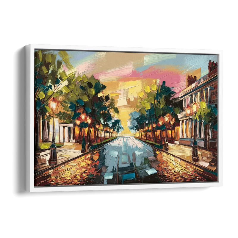Richmond Monument Avenue Side - White Canvas Wall Art