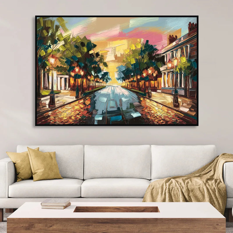 Richmond Monument Avenue Living Room - Black Canvas Wall Art