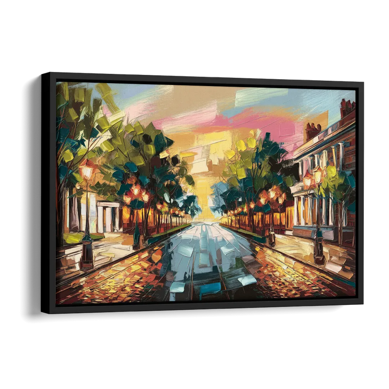 Richmond Monument Avenue Side - Black Canvas Wall Art