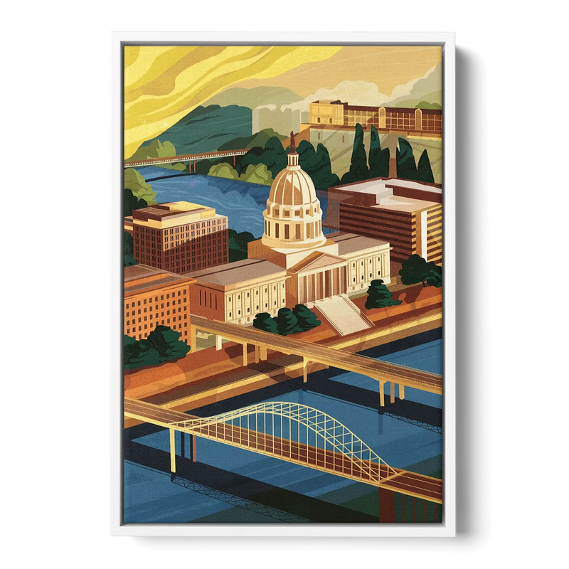 Richmond Virginia Capitals Front - White Canvas Wall Art