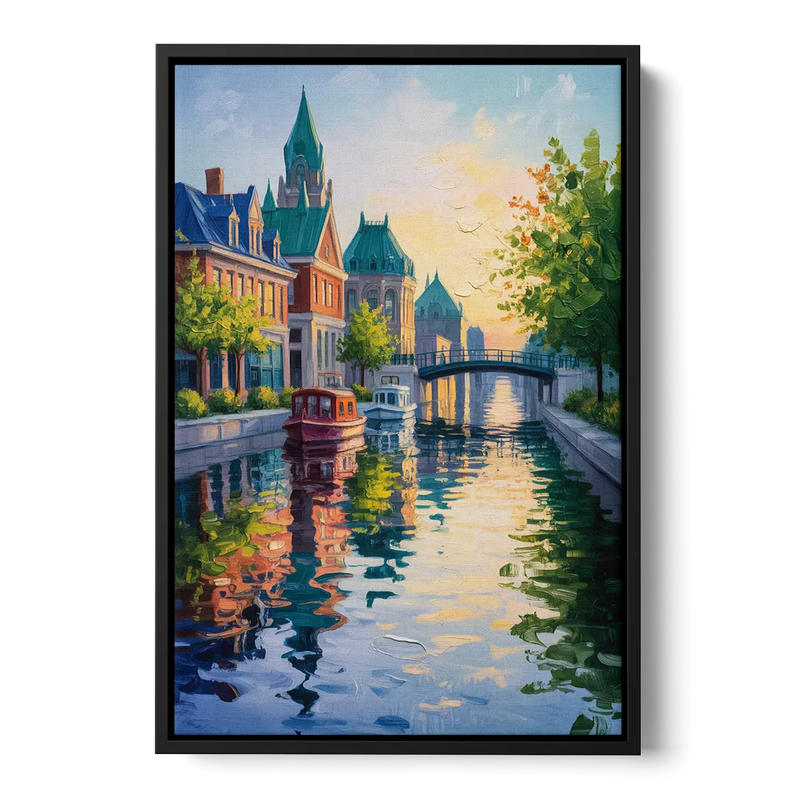 Rideau Canal Reflections Front - Black Canvas Wall Art
