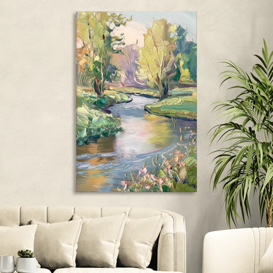 Riverside Artistic Riverfront Living Room - Canvas Wall Art