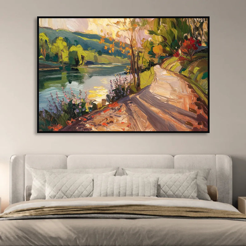 Riverside Nature Trails Sitting Room - Black Canvas Wall Art