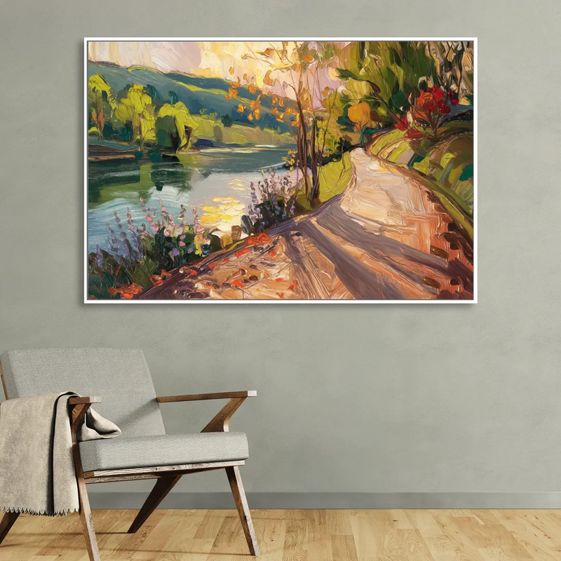 Riverside Nature Trails Sitting Room - White Canvas Wall Art