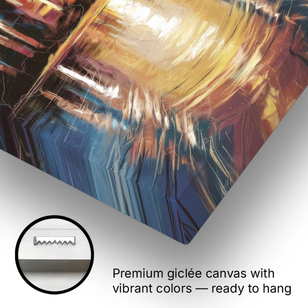 Riverside Sunset Over the City - Canvas Wall Art - Gallery Wrap Corner