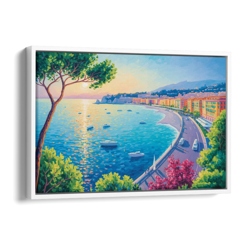 Riviera Reflections Side - White Canvas Wall Art